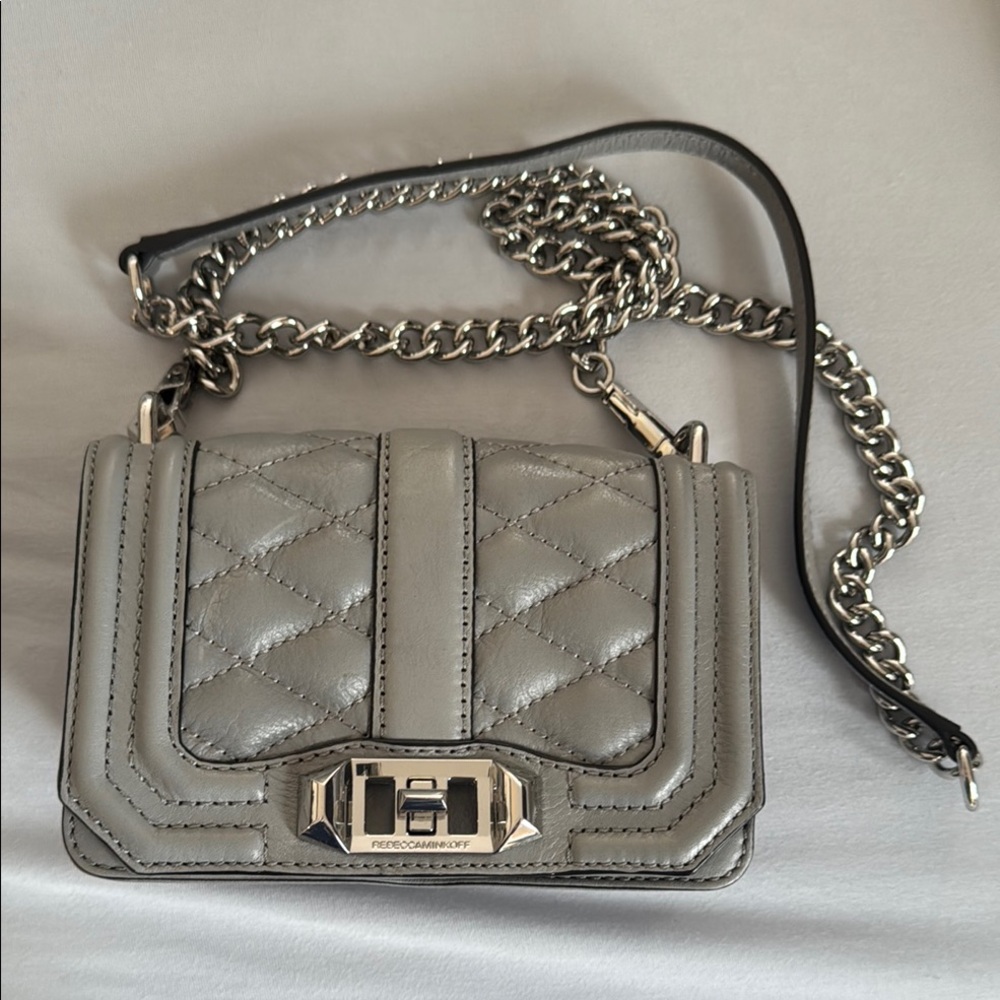Rebecca Minkoff Gray Quilted Mini Crossbody or Clutch Bag